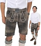 Schöneberger Trachten Couture - Pantalón corto de cuero para hombre con cinturón tradicional, Lederhose marrón para Oktoberfest, Trachtenhose Starnberg, 58