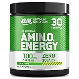 Optimum Nutrition Amino Energy Polvo Pre Entrenamiento, Bebida Energética con Aminoácidos, BCAA, L-Glutamina y L-Leucina, Complemento con Vitamina C y Cafeína, Sabor Lima Limón, 270 g