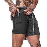 XDSP Pantalón Corto para Hombre,Pantalones Cortos Deportivos para Correr 2 en 1 con Compresión Interna y Bolsillo para Hombres