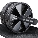 Amonax - Rodillo de Rueda para Abdominales con Alfombrilla Grande | Accesorio Fitness para Ejercitar Abdominales, Doble Rueda con Modos de Entrenamiento de Fuerza Dual en El Gimnasio en Casa