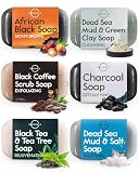 O Naturals Jabones Naturales Set de 6 Piezas - Jabones para Regalar Jabones Naturales Artesanos 100% Vegano Jabon Natural Negro con Aceites Esenciales TerapŽuticos del Mar Muerto Repara y Hidrata