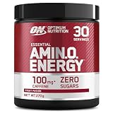 Optimum Nutrition Amino Energy Polvo Pre Entrenamiento, Bebida Energética con Aminoácidos, BCAA, L-Glutamina y L-Leucina, Complemento con Vitamina C y Cafeína, Sabor Fruit Fusion, 30 Porciones, 270 g