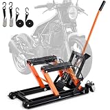 VEVOR Gato de Elevación Hidráulico de Motocicleta Capacidad de 700kg Mesa de Elevación Portátil Altura de Elevación 12-38,5 cm con 4 Ruedas Pie Hidráulico Soporte de Elevación para Motocicleta ATV UTV