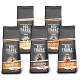 Der-Franz Café Pack, molido, aromatizado, 5 x 500 g (1 x Avellana, 1 x Vainilla, 1 x Chocolate, 1 x Canela, 1 x Caramelo)