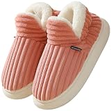 Donpapa Zapatillas Casa Mujer Hombre Invierno Pana Cerradas Pantuflas | Con Espuma de Memoria, Forro de Peluche, Cálidas y Cómodas, Antideslizante, Interior y Exterior, Rosa 270