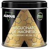 Magnesio Bisglicinato -200 Cápsulas- Vitamina C - Alta Biodisponibilidad | 440mg magnesio elemental - Bisglicinato de Magnesio con B5 y B6- Vitaminas para el Cansancio - Huesos, Articulaciones- ALDOUS