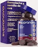 Gominolas de Remolacha 10000mg y Semilla de Uva con Vitamina B6 Sin Azúcar - 60 Gominolas -Menopausia Perimenopausia Energía Vitalidad Potenciador Óxido Nítrico Antioxidantes Circulación