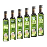 NaturGreen - Aceite de Semillas de Lino Ecológico 100%, Rico en Omega-3, Contiene 500 ml, Pack 6 Unidades