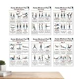 Pósteres de Entrenamiento para Gimnasio en Casa - 6 Piezas Rutina Completa de Ejercicios con Seguimiento - Guía De Entrenamiento Para Yoga Y Mancuernas | Para Dormitorio Oficina Sala
