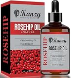 Kanzy Aceite de Rosa Mosqueta 50ml Prensado en Frío sin Refinar Rosa Mosqueta para Cicatrices y Estrías, usado como Hidratante para Cuerpo y Piel