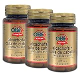 Obire | Alcachofa + Cola de caballo 300 mg | Pack 3 Unidades | 60 Cápsulas | Propiedades Diuréticas y Remineralizantes | Favorece tus Digestiones | Regenera Tejidos Dañados | Elimina Toxinas