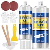 Kit reparación fibra de vidrio para barcos - 100ml Fibra transparente epoxi, rápido para grietas, tiras. Ideal embarcaciones: reparar barcos, kit para reparación y mantenimiento en fibra