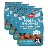 El Granero Integral - Mini Cookies Proteicas de Cacao y Coco BIO - 130 g - Alto Contenido en Proteínas - Fuente de Energía Natural - Aptas para Dietas Saludables (Paquete de 4)
