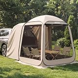 VEVOR Tienda de Campaña con Mosquitera, 1825 x 1825 x 2200 mm, 4-6 Personas, Plegable, para Portón Trasero SUV, con Bolsa de Transporte, Laterales de Malla, para Actividades al Aire Libre, Beige