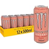Monster Energy Ultra Peachy Keen, Bebida Energética Sin Azúcar, 12x500 ml