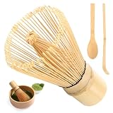 Matcha Set ELEPRUC 100 Dientes Matcha Whisk (Chasen), Pala Tradicional (Chashaku), Cucharilla Matcha, Batidor Matcha, Escoba de Bambú, Accesorio Japonés para Ceremonia Matcha Té Matcha Matcha