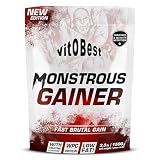 VITOBEST | Carbohidratos Monstrous Gainer | Contribuye a aumentar la masa muscular y el peso corporal | Carbohidratos + proteína WPC + Creatina Clonapure® Sin gluten | Sabor Chocolate - 1,5 kg